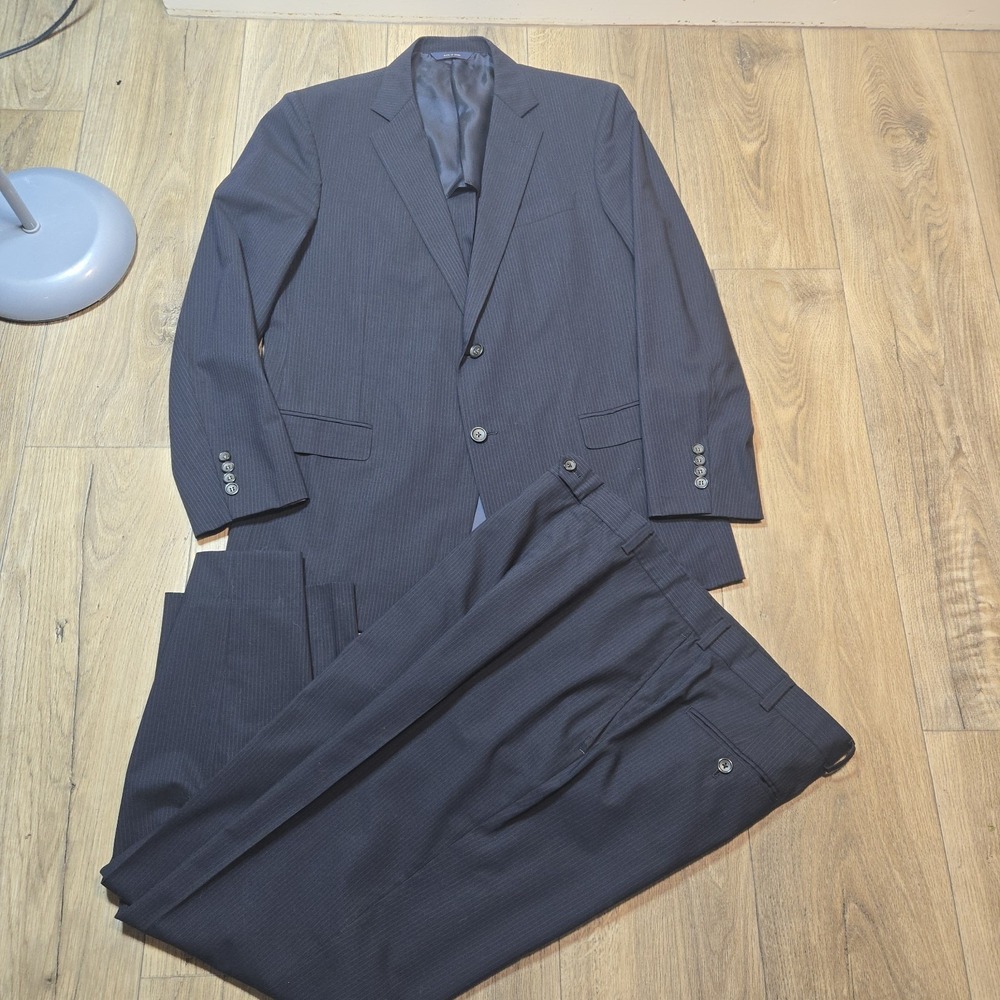Brooks Brothers Mens 2 Piece Suit Fitzgerald BrooksCool 42R Navy Pinstripe 36x30